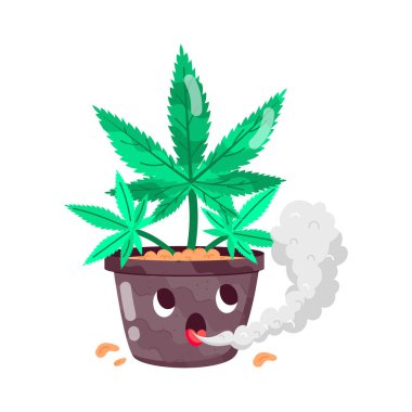 Çizgi film karakter vektör illüstrasyonunda marihuana