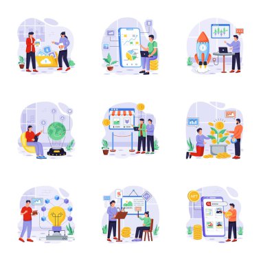 çevrimiçi alışveriş ve e-öğrenme vektör illüstrasyonu