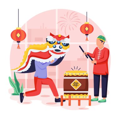 Çin Yeni Yılı 2019 vektör illüstrasyonu