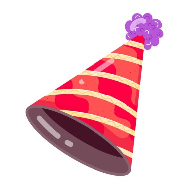 Konfeti ikonlu parti şapkası. vektör illüstrasyonu