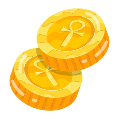 Beyaz arkaplanda altın sikkeler, vektör illüstrasyonu