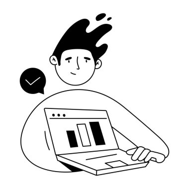 İşadamı dizüstü bilgisayar ve oklu akıllı telefon kullanıyor.