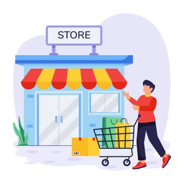 süpermarket, vektör düz illüstrasyon.