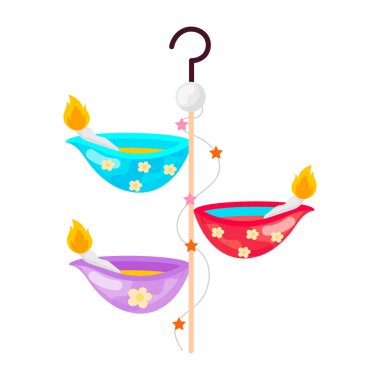 Renkli sihirli iksir ve uçan değnek.