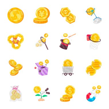 Bozuk paralar ve para simgesi seti