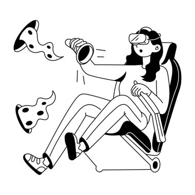 Modern Meta Dünyası Doodle Mini İllüstrasyonu