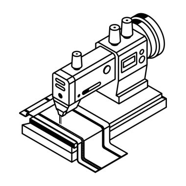 Dikiş makinesi simgesi, logotype izole vektör illüstrasyonu