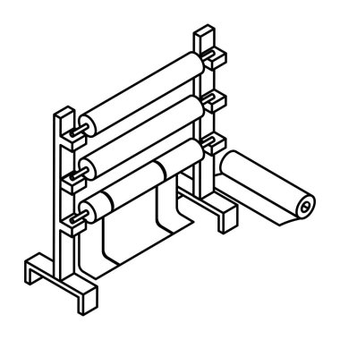 Boruların vektör çizimi ve kağıt ile ekipmanları rulo 