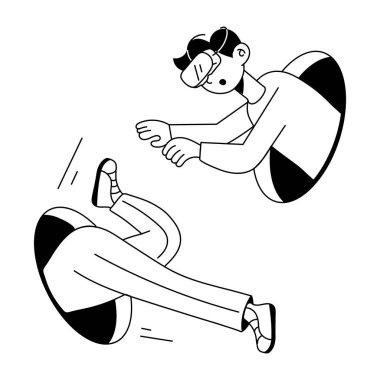 Modern Meta Dünyası Doodle Mini İllüstrasyonu