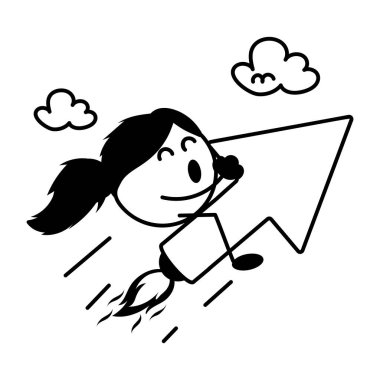 Çubuk adam. Ok at. Beyaz arkaplanda izole