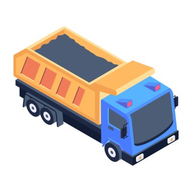 Teslimat kamyonu simgesi, lojistik konsept, beyaz arka planda vektör illüstrasyonu 