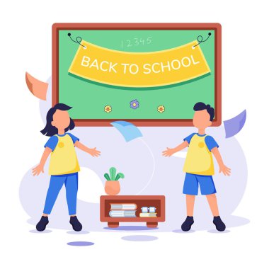 Okul konseptine dönelim. vektör illüstrasyonu.