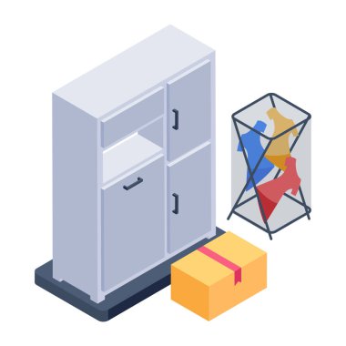 Modern Taşınan Ev Simgesinin izometrik çizimi