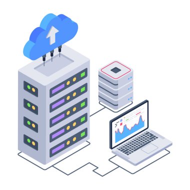 bulut hesaplama kavramı, vektör izometrik illüstrasyon