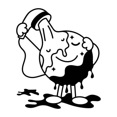 Karikatür ayı beyaz üzerine duş alıyor. 