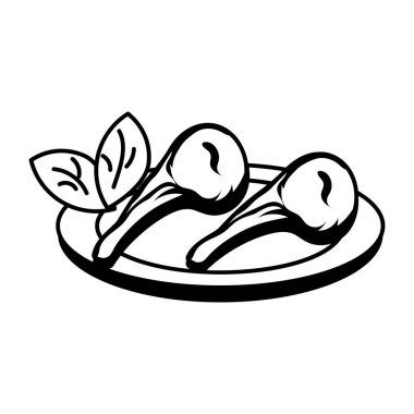 Tabaktaki yemeğin vektör illüstrasyonu 