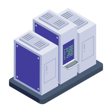 sunucu odası simgesi, vektör illüstrasyonu