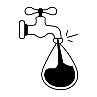 Musluk simgesiyle su damlası. özet vektör tasarımı