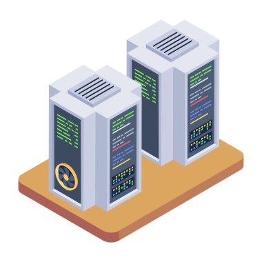 veri sunucuları izometrik vektör illüstrasyonuName