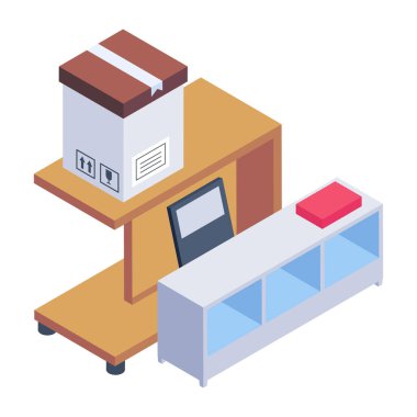 mobilya ve ofis çizgi film vektör çizimi grafik tasarımı