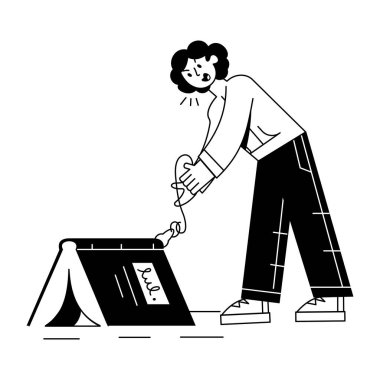 Yerleri fırçayla temizleyen kadın