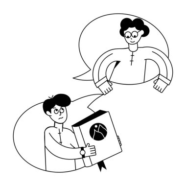 Siyah-beyaz renkli genç çift konuşuyor.