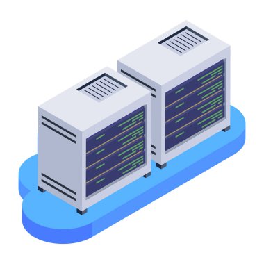 sunucular izometrik simge, vektör illüstrasyonu