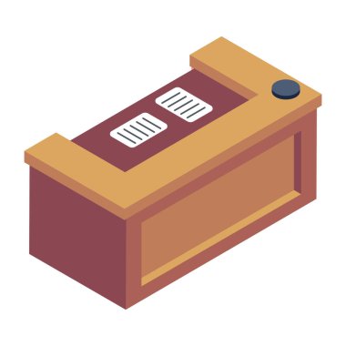 ATM simge vektörü. Renklerde izole edilmiş ATM 'nin izometrik çizimi