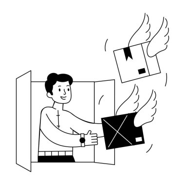 Zarf vektör illüstrasyon tasarımlı postacı