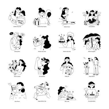 Birbirine aşık insanlar ve kadınlar. vektör çizimleri.