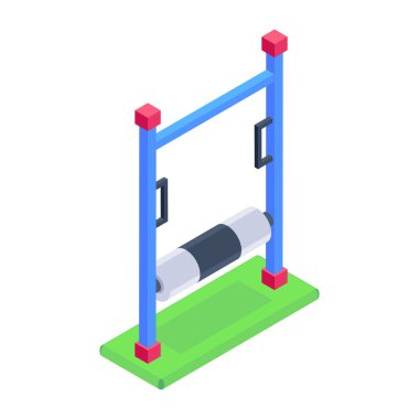 Modern bir spor salonunun izometrik vektör çizimi. fitness ve beden eğitimi.