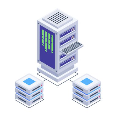 sunucu odası izometrik 3d simge vektörü