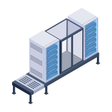 izometrik veri sunucuları, vektör tasarımı illüstrasyonu