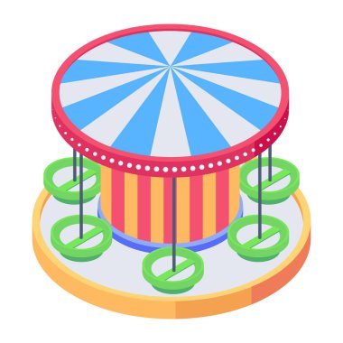 Sirk ikonu. Beyaz arkaplanda izole edilmiş web tasarımı için sirk çekim ikonu vektör simgesi izometriği