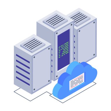 Bulut hesaplama simgesine sahip izometrik sunucu