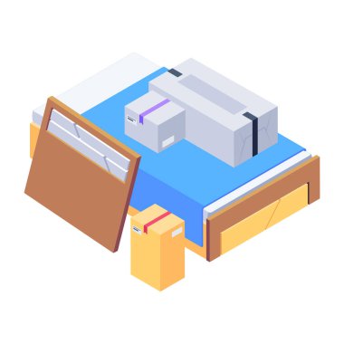Depo izometrik ikonu. vektör illüstrasyonu