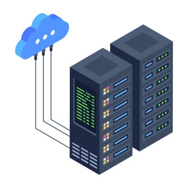 bulut bilgi işlem izometrik simge vektör çizim tasarım