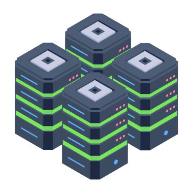 veri sunucuları izometrik ikon vektör illüstrasyon tasarımı
