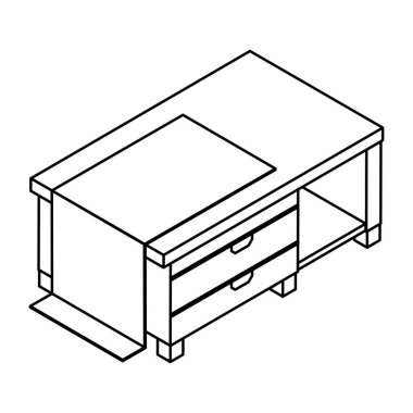 Bilgisayar vektör illüstrasyon tasarımı olan masa