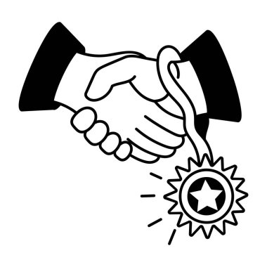 Yıldız ve sikke sembolü vektör çizimi ile el