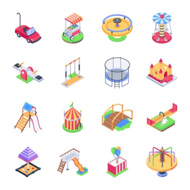 oyun alanı ve dinlenme vektör simgeleri ayarlandı