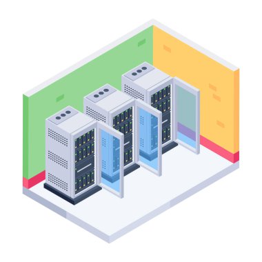 sunucu odası vektör çizimi tasarımı