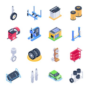 Modern izometrik simgelerin vektör illüstrasyonu