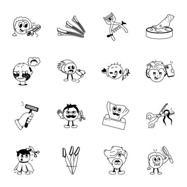 Çeşitli tip ve duygulardan oluşan çeşitli çizgi film çocukları.