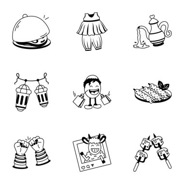 giysi simgelerinin vektör illüstrasyonu.