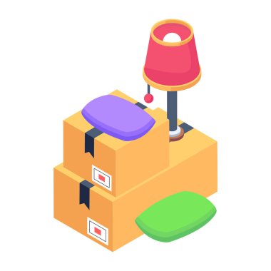 Modern ofis içinin izometrik çizimi