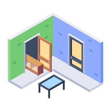 iç tasarım izometrik bileşimi