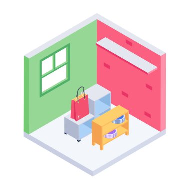 Modern Taşınma Evi Isometric Simgesi