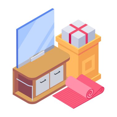 Modern Taşınma Evi Isometric Simgesi