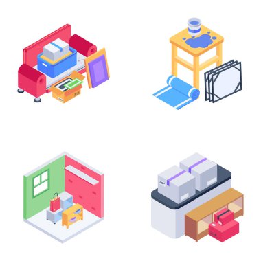 Modern Eğlence İsometric Simgeleri Sürüyor